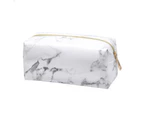 Marble Grain Travel Makeup Cosmetic Bag Zip Faux Leather Toiletry Storage Pouch Rose Gold