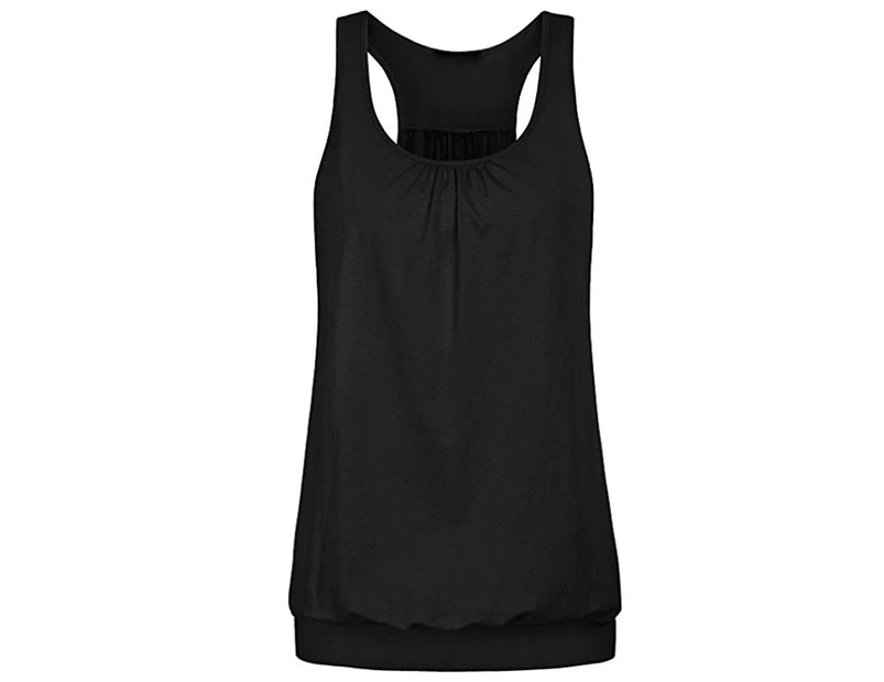 (Large, Black) - Sothread Womens Sleeveless Round Neck Loose Fit Racerback Workout Tank Top Casual Blouse