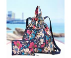 Foldable Flower Print Nylon Drawstring Waterproof Large Capacity Backpack Handbag for Shopping 3
