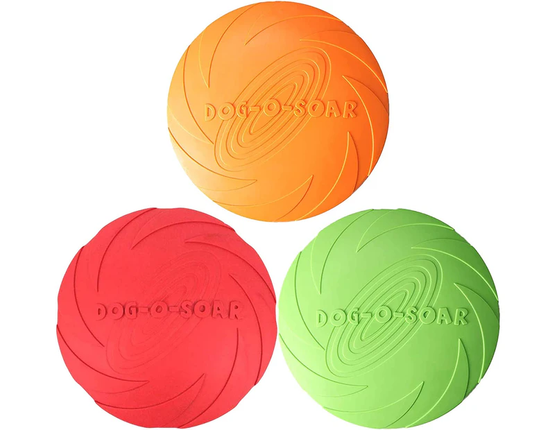 3Pcs Dog Rubber Frisbee3Pcs Flying Disc Dog Toy, Rubber Flying Disc, For Outdoor Interactive Fun, Perfect For Dog Training