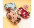 Women Flower Printed Canvas Wallet Card Holder Coin Purse Clutch Handbag Bag Pink 1