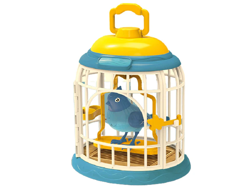 Children Creative Sound Control Induction Simulation Bird Cage Toy Boy Girl Gift - Blue