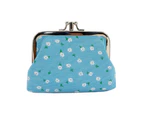 4 inch Fashion Double Layer Handbag Coin Case Holder Sunflower Purse Mini Wallet Blue