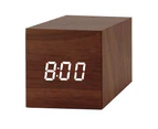 Digital Alarm Clock, Wood LED Light Mini Modern Cube Desk Alarm Clock Displays Time Date Temperature for Kids, Bedrooms, Home,Travel-Style 5