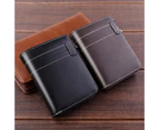 Casual Men Faux Leather Multi Slots Short Zipper Wallet Credit Card Purse Holder Black