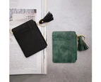 Faux Leather Mini Tassel Pendant Women Card Holder Coin Purse Keychain Wallet Grey