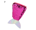 Kids Girls Sequins Mermaid Tail Coin Purse Crossbody Bags Sling Wallet Pouch Rose Red