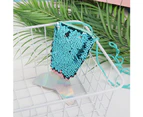 Kids Girls Sequins Mermaid Tail Coin Purse Crossbody Bags Sling Wallet Pouch Blue