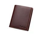 Men Business Soft Faux Leather Short Wallet Purse Tickets Credit Cards Holder Coffee