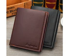 Men Business Soft Faux Leather Short Wallet Purse Tickets Credit Cards Holder Coffee