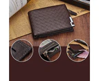 Men Faux Leather Zip Bifold Wallet Money Clip Card Holder Pocket Clutch Purse Dark Coffee 2