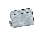 Men Wallet Draw Card Design Large Capacity Faux Leather Retro Multi-purpose Money Bag for Travel Blue
