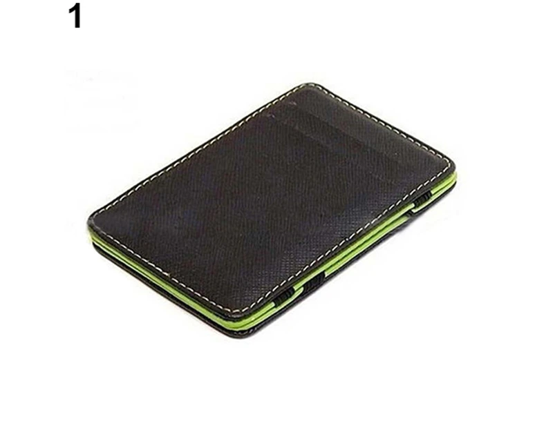 Men's Fashion Faux Leather Magic Credit Card ID Money Clip Slim Wallet Holder Green