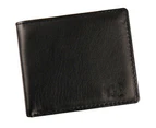 Men's Faux Leather Wallet Coin Card Money Holder Horizontal Bifold Slim Purse Black