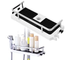 Sunshine Bathroom Multifunctional Punch Free Shower Rod Rectangular Storage Rack Holder-Black White