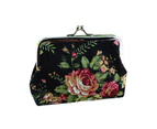 Pocket Wallet Rose Lightweight Canvas Small Compact Pocket Purse for Party Black