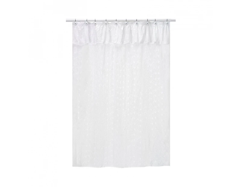 JoJo Designs White Eyelet Kids Bathroom Fabric Bath Shower Curtain