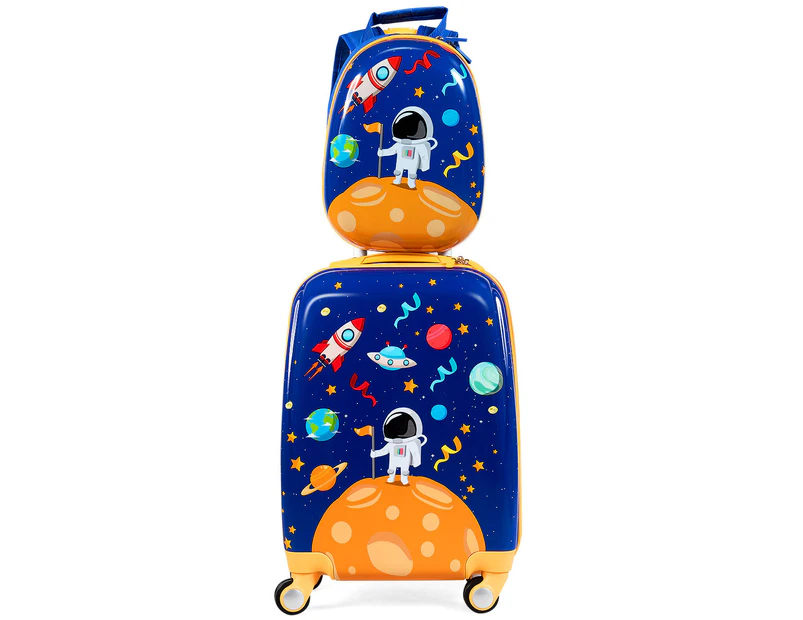 Costway Kids Travel Luggage Set, 18" Suitcase + 13" Backpack Set / Astronaut