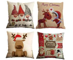 4 Pieces Cushion Cover Merry Christmas Decorative Cushion Cover Winter Gnomes Elk Christmas