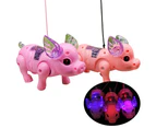Electric LED Lighting Musical Pig Animal with Leash Walking Toy Kids Xmas Gift