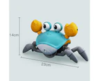 Electric Simulation Rechargeable Crab Children Educational Toy With Light Music - Blue