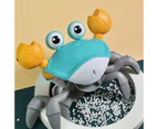 Electric Simulation Rechargeable Crab Children Educational Toy With Light Music - Blue