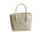 Beach Bag Hollow Square Large Capacity Straw Portable Shopping Basket Storage Supplies Khaki A