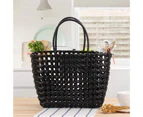 Beach Bag Hollow Square Large Capacity Straw Portable Shopping Basket Storage Supplies Black A
