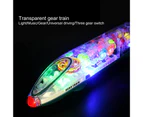 Electric Train Transparent Universal Walking Gear Train Colorful Lights Musical Toys Gifts for Babies