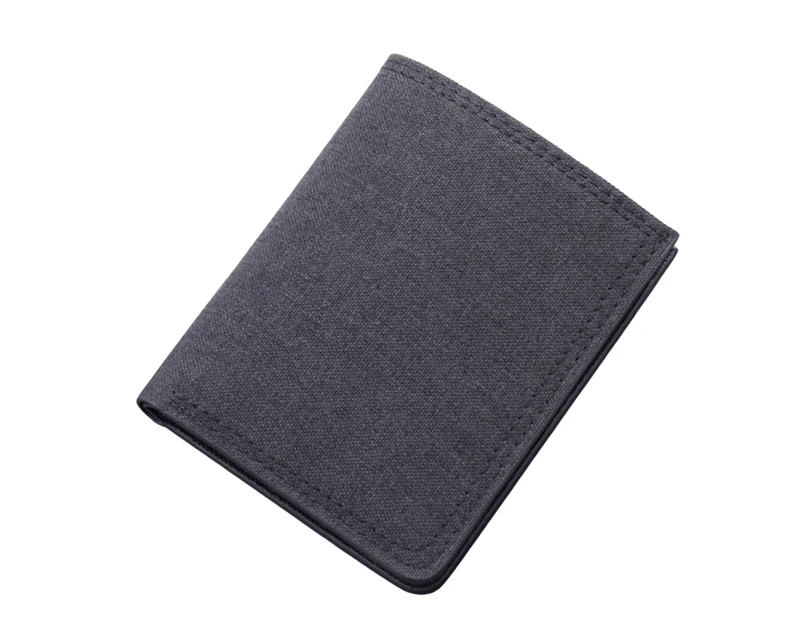 Men Wallet Three Card Slots Money Phonto Position Canvas Portable Cash Holder Coin Purse for Travel - Black