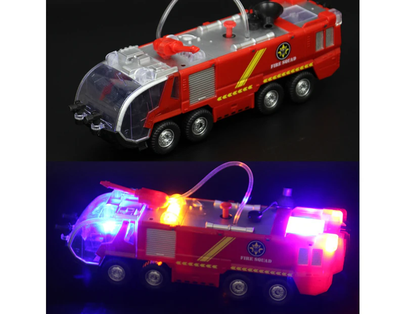 Funny Electric Fire Fighting Truck Light Sound 360 Degree Spray Water Kids Toy