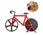 Non-stick Bike Pizza Slicer, Bicycle Pizza Cutter Wheel,Dual Stainless Steel Cutting Wheels With a Stand best for Pizza Lovers