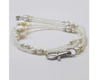 langma bling Fashion Lanyard Bead Necklace ID Badge Mobile Cell Phone Key Bling Cord Strap-White