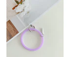 langma bling Phone Hanging Ring Round Anti-drop Keychain Soft Silicone Mobile Phone Lanyard Strap Anti-lost Bracelet for Outdoor Sports-Light Purple