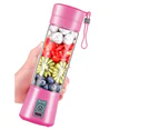380ml Portable USB Electric Fruit Mixer Juicer Machine Home Blender Squeezer-Pink-4-Blade
