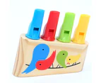 Kids Baby Educational Wooden Rainbow Panpipe Whistle Birds Whistling Musical Toy