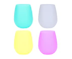 Set Of 4 Silicone Freezable Wine Glasses Reusable And Shatterproof Wine Glasses For Parties And Picnics - White + Yellow + Purple + Green