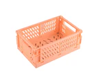 Sunshine Storage Basket Collapsible Large Capacity Plastic Foldable Home Crate Box for Daily Used-Shrimp Pink L