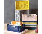 Sunshine Storage Basket Folding Large Capacity Load Bearing Collapsible Plastic Storage Crate Box for Kitchen-Yellow S