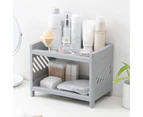Sunshine Storage Shelf Double Tiers Multi-Function Plastic Cosmetic Sundries Organizer for Home-White