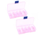 Sunshine 2Pcs/Set Fishing Gear Storage Box Transparent High Capacity Visible 10 Grids Fishing Tackle Boxes for Outdoor- C