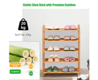 Giantex 5-Tier Bamboo Shoe Rack Wooden Storage Shelves Free Standing Shoe Storage Organizer
