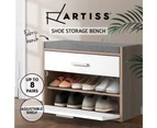 Artiss Shoe Cabinet Bench Shoes Storage Organiser Rack Fabric Wooden Cupboard