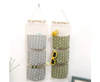 Sunshine 3 Pockets Wall Door Closet Home Hanging Storage Bag Linen Fabric Organizer Pouch-Grey