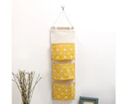 Sunshine 3 Pockets Wall Door Closet Home Hanging Storage Bag Linen Fabric Organizer Pouch-Green