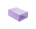 Sunshine Flip-Open Cover Transparent Stackable Storage Box Shoes Drawer Case Organizer-Purple M
