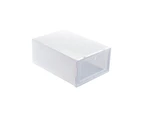 Sunshine Flip-Open Cover Transparent Stackable Storage Box Shoes Drawer Case Organizer-White M