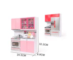 Mini Doll House Furniture LED Music Stove Fridge Kids Pretend Play Cooking Toy - Pink