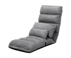 Floor Sofa Bed Lounge Recliner Chair Chaise Couch Adjustable Folding with Pillow Pedal Grey