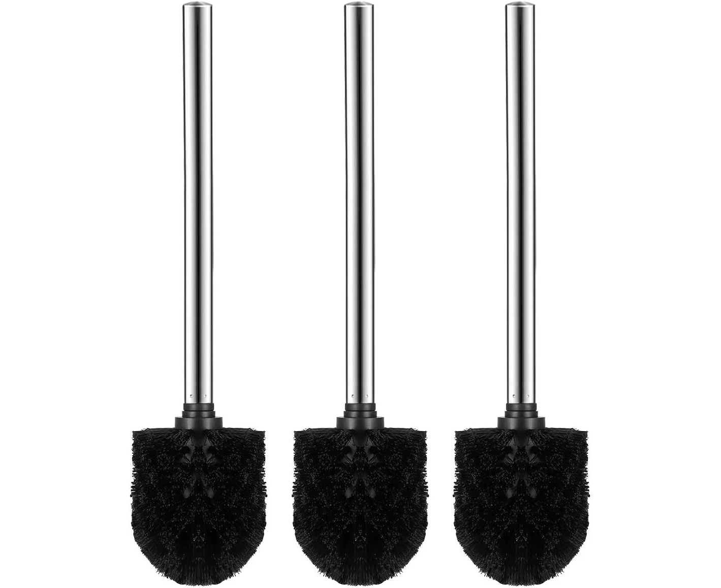 Premium Toilet Brush Set, Black Brush Head With Stainless Steel Handle, Rustproof Toilet Brush, Spare Toilet Brush.